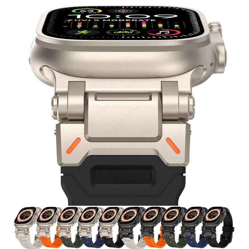 Tpu 運動錶帶鈦色矽膠錶帶適用於 Apple Watch 9 45mm Ultra 2 49MM 44mm 42mm