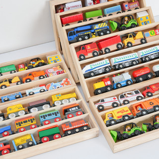 兒童木盒 小火車組合套裝 多功能場景 搭配兼容托馬斯 小軌道3-6歲玩具
