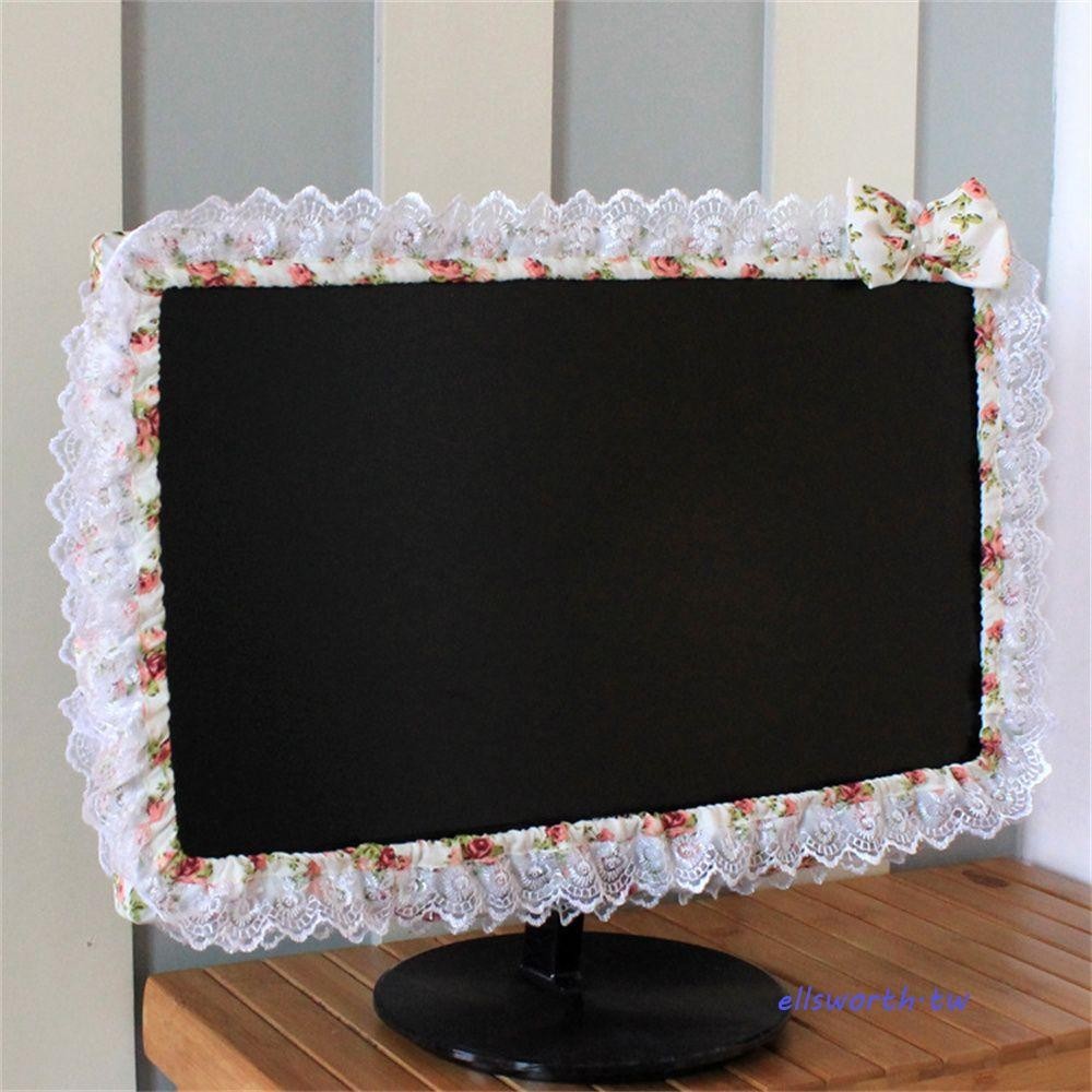 ELLSWORTH蕾絲電腦罩電腦周圍可愛防塵蕾絲面料彈性粉色監視器屏幕防塵罩