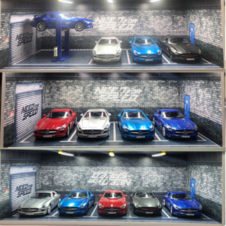 現貨速發極品飛車1 18模擬車模地下車庫汽車停車場模型場景玩具防塵展示盒