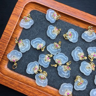 天然白瑪瑙如意吊墜15mm吊墜 項鍊手鍊串飾隔珠配件可愛飾品手工diy招財配飾簡約百搭禮物