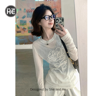 韓版穿搭白色防曬罩衫 女生夏季長袖微透薄款緊身針織衫t恤上衣