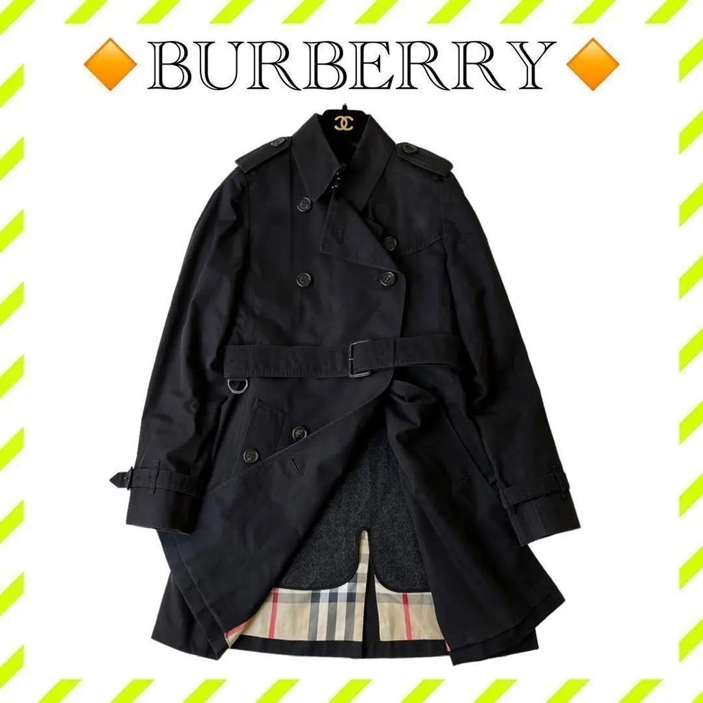 Burberry 博柏利 腰帶 皮帶 外套 長版風衣 大衣 黑色 女士 羊毛 mercari 日本直送 二手