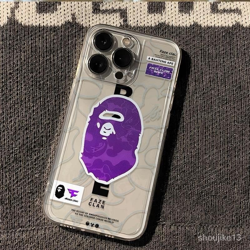 紫色猴頭適用於蘋果15 14蘋果13promax手機殼iPhone12透明太空殼x xr矽膠8p7情侶網紅潮牌 1NAS