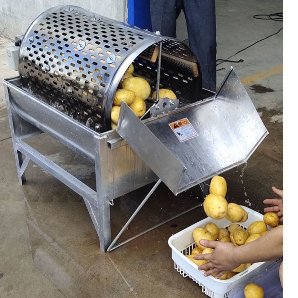 【臺灣專供】紅薯土豆蘿蔔全自動清洗機山芋地瓜去泥汙洗滌機家用滾筒式洗薯機