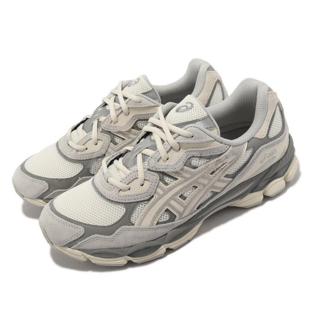 亞瑟士 3kbl (Asics) 高品質跑鞋 Asics 復古慢跑鞋 GEL-NYC 男士灰色米色網眼麂皮休閒可選 [A