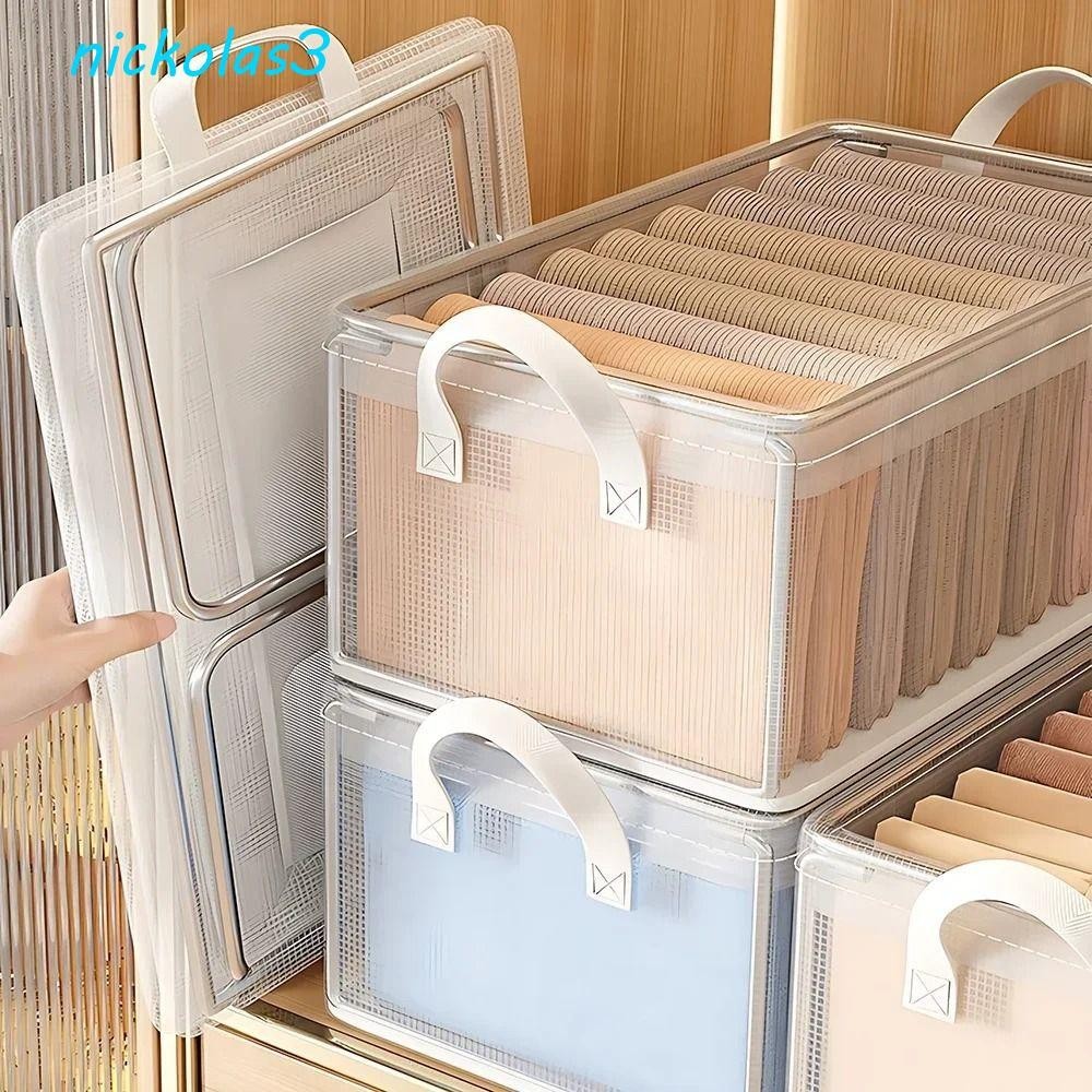 NICKOLAS鋼架收納箱,大容量透明衣服收納盒,實用加厚可折疊衣服分層整理盒衣櫃