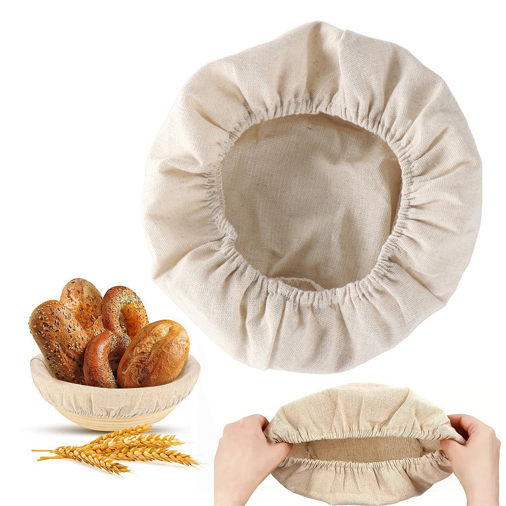 (FR) 麵包籃內襯布 Banneton 打樣籃內襯布輕質耐用麵團籃蓋,適用於脆皮烘焙用品