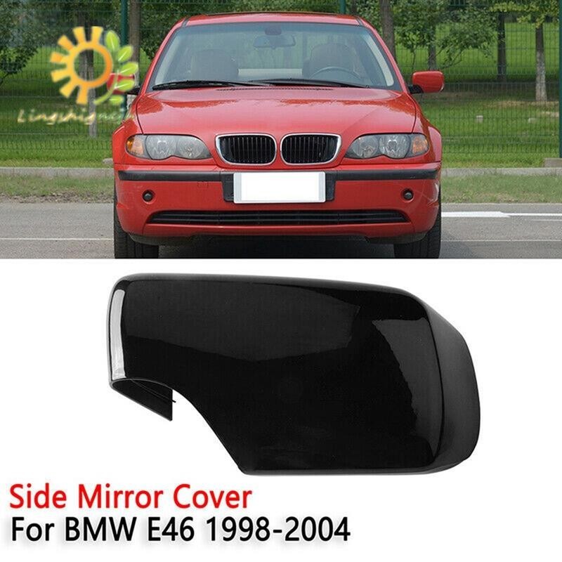 左亮黑色側後視鏡蓋帽適用於 -BMW E46 3 系列 1998-2005 51168238375