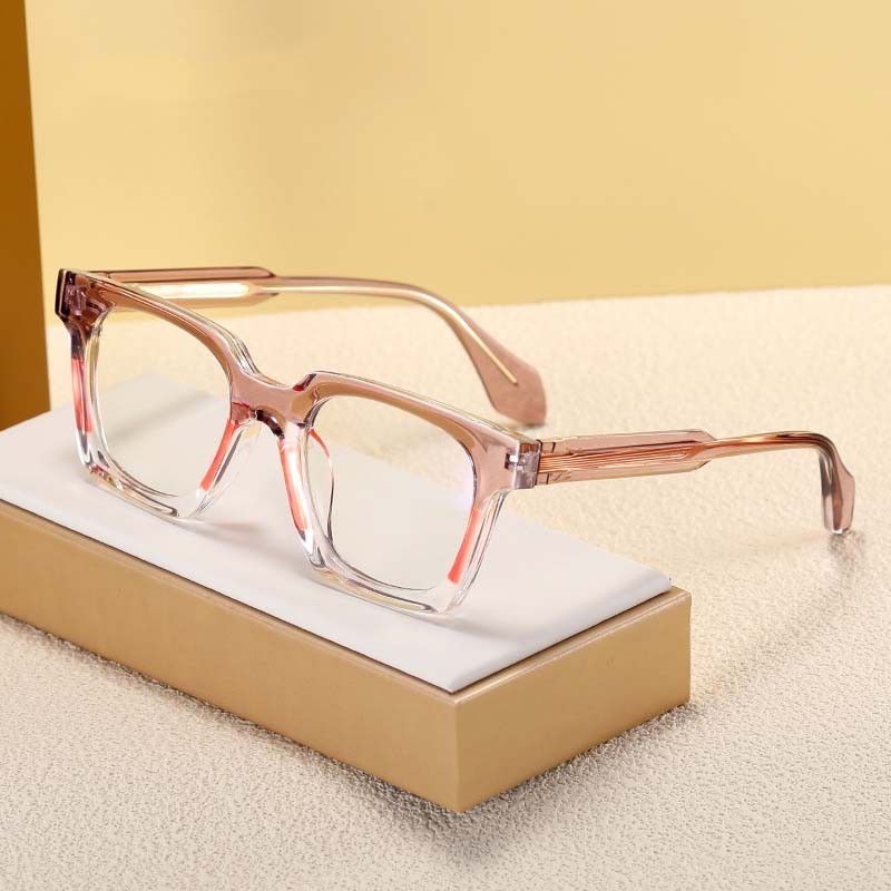時尚方形眼鏡框男士透明鏡片漸變防藍光眼鏡女士 TR90 中性粉色藍色黑色