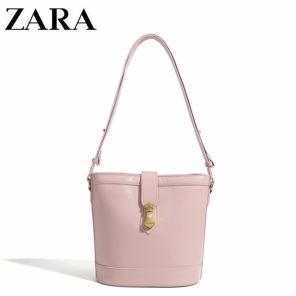 Zara通勤包包女新款時尚百搭斜背包斜背包高級質感水桶包