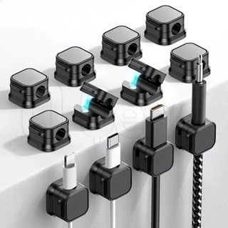 磁性資料線夾 - 可調節穩定線夾 - 桌下電源線管理 - 自粘式 ABS 電線固定器 - 桌下電線整理器