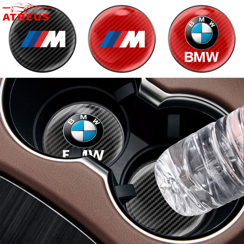 1 件裝 BMW M Power 碳纖維圓形汽車杯架杯墊杯架插入防滑杯墊適用於寶馬 E36 E46 E30 E90 F1