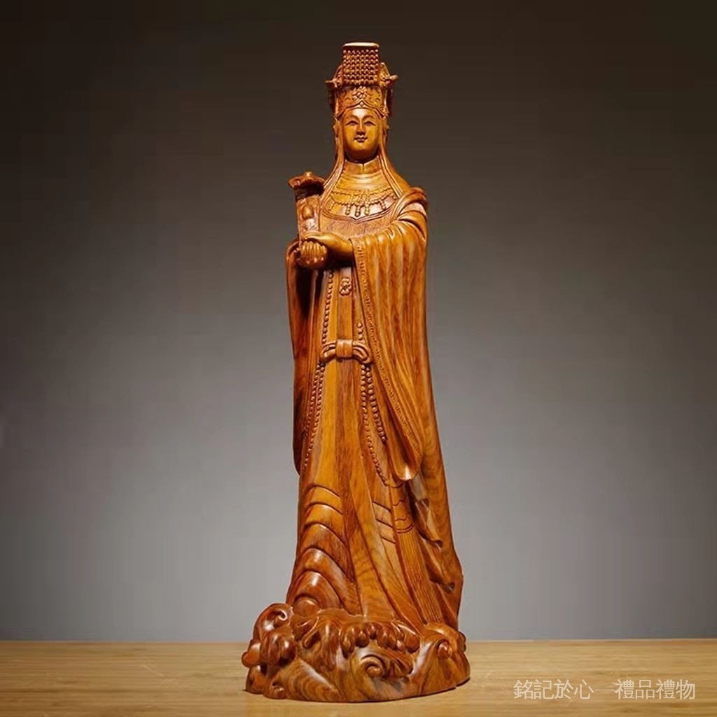 花梨木雕媽祖神像擺件家用供奉媽祖像海神天上聖母木頭雕刻工藝品