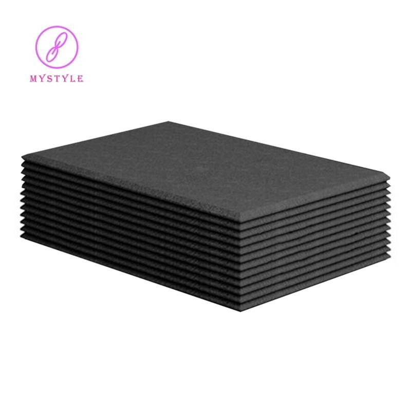 12 件裝自粘吸音板、隔音泡沫板、高密度隔音牆板易於安裝易於使用黑色 15.7X12X0.4 英寸