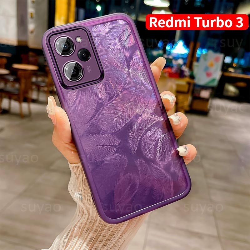 REDMI XIAOMI 適用於小米紅米 Turbo 3 5G 2024 手機殼透明柔軟簡約超薄 Turbo3 情侶殼鏡