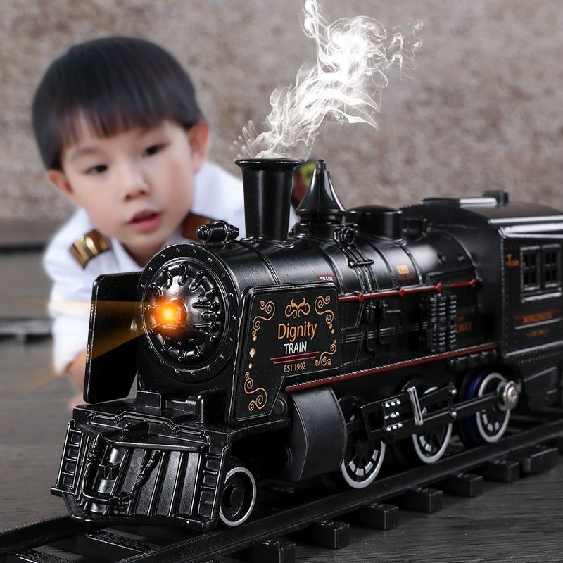 電動復古蒸汽火車玩具噴霧兒童仿真百變軌道路軌高鐵男女孩1-3歲6