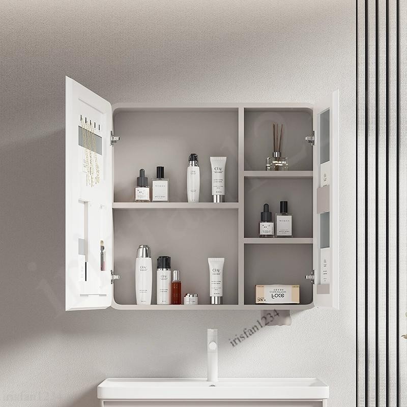 太空鋁圓弧形浴室鏡櫃智能燈光儲物櫃衛生間掛牆式帶梳妝鏡抽紙孔