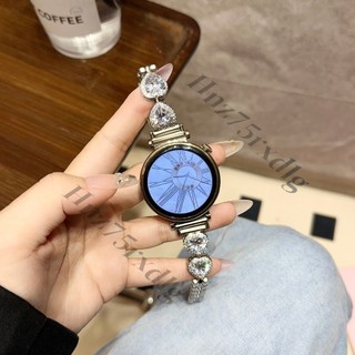 20mm 22mm 18mm 愛心金屬表帶 雙鑽手鏈 不鏽鋼 女士錶帶 快拆表帶 適用於 三星 佳明 小米 華米 華為