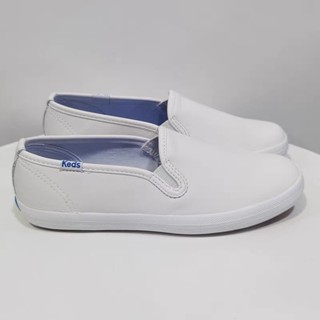 Keds(送兩雙襪子)真皮WH48600經典女鞋小白鞋時尚休閒舒適