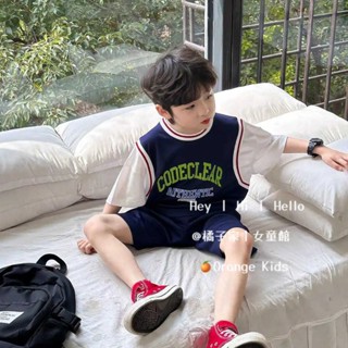 Orange Kids🍊【90-160】兒童籃球服 男女童短袖套裝 兩件夏季速幹運動套裝 兒童短褲 夏天童裝 兒童球衣