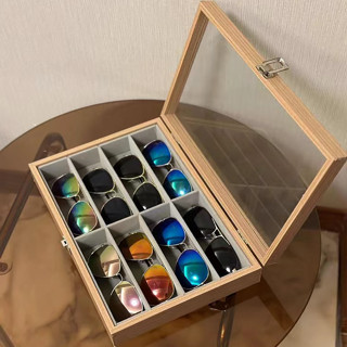 墨鏡收納盒商場櫃檯眼鏡置物貨架帶蓋防塵多格太陽眼鏡收藏展示架 YUN1