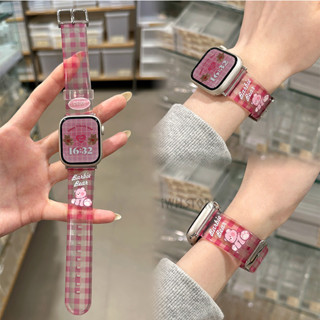 卡通雙層印花透明錶帶 可愛 適用於 Apple watch 10 9 8 7 6 SE 蘋果手錶錶帶 42mm 46mm
