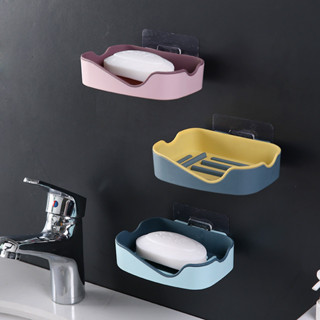 【溫室家居】肥皂盒 吸盤壁掛式 瀝水 免打孔雙層浴室衛生間香皂盒 置物架 皁盒