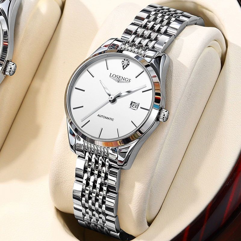 【現貨】瑞士名牌LOSENGS手錶男女士自動機械錶情侶對錶真鑽時尚防水超薄
