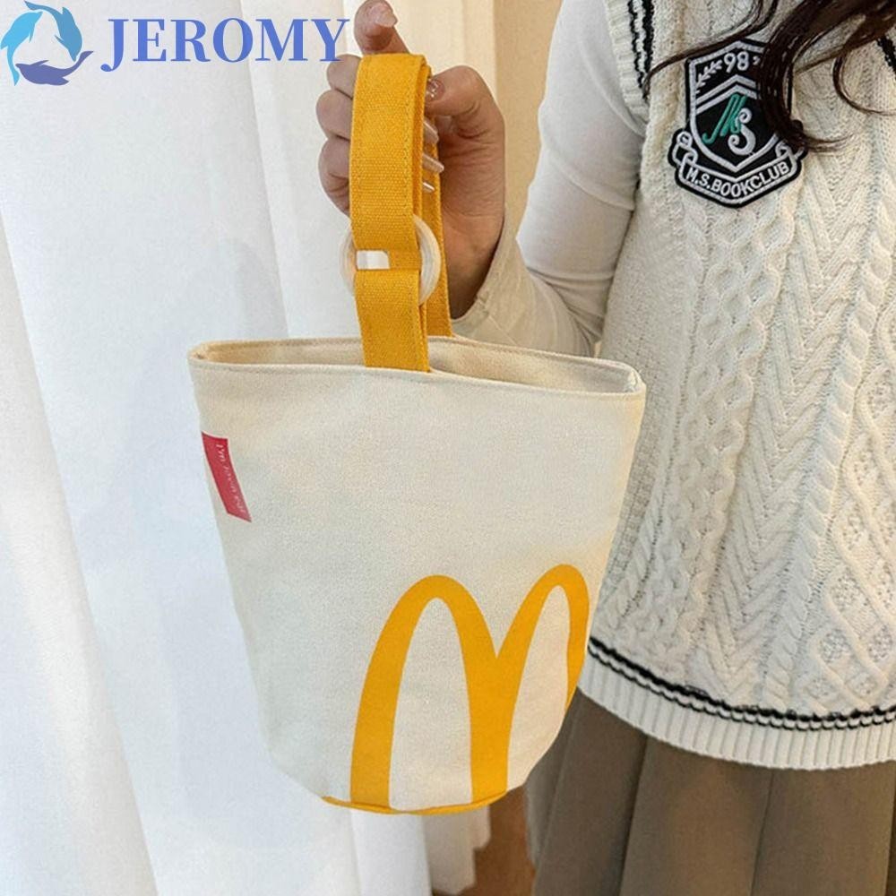 STARBUCKS Jeromy 帆布手提包,大容量星巴克麥當勞水桶包,休閒托特包肯德基午餐袋戶外購物袋