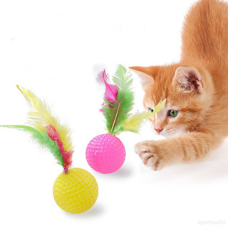 高爾夫球羽毛不倒球貓玩具寵物用品 顏色隨機