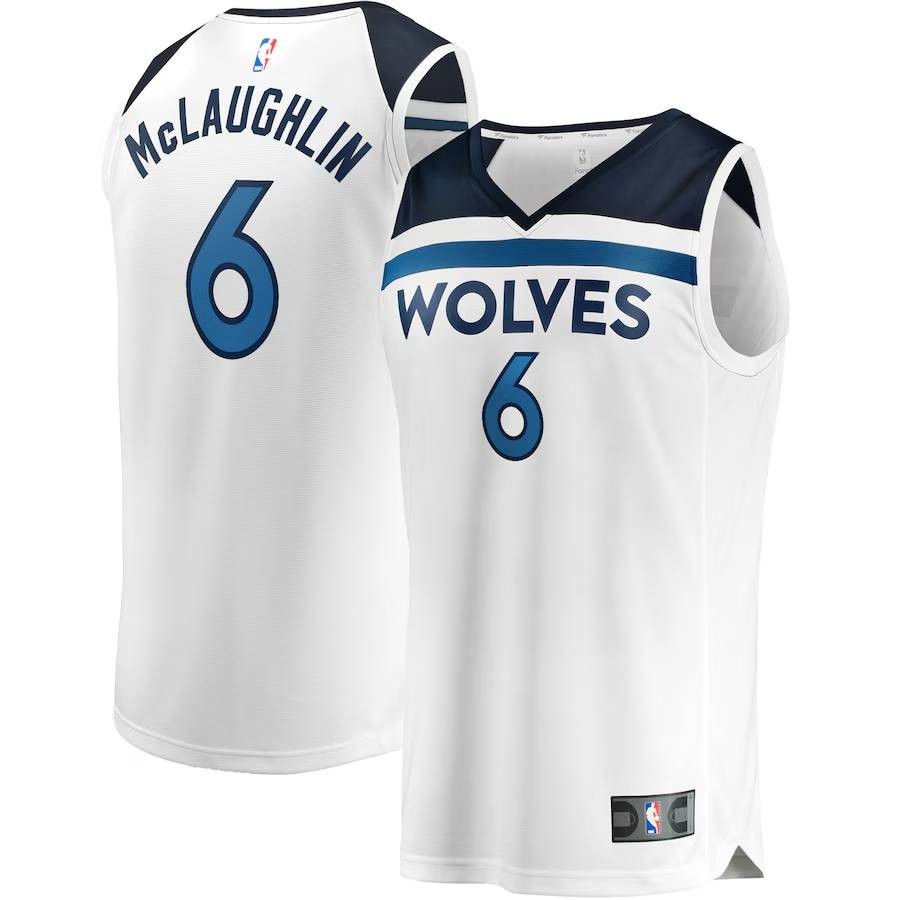 最新 NBA 明尼蘇達森林狼隊 Jordan McLaughlin 球衣圖標版海軍白色兒童成人加大碼