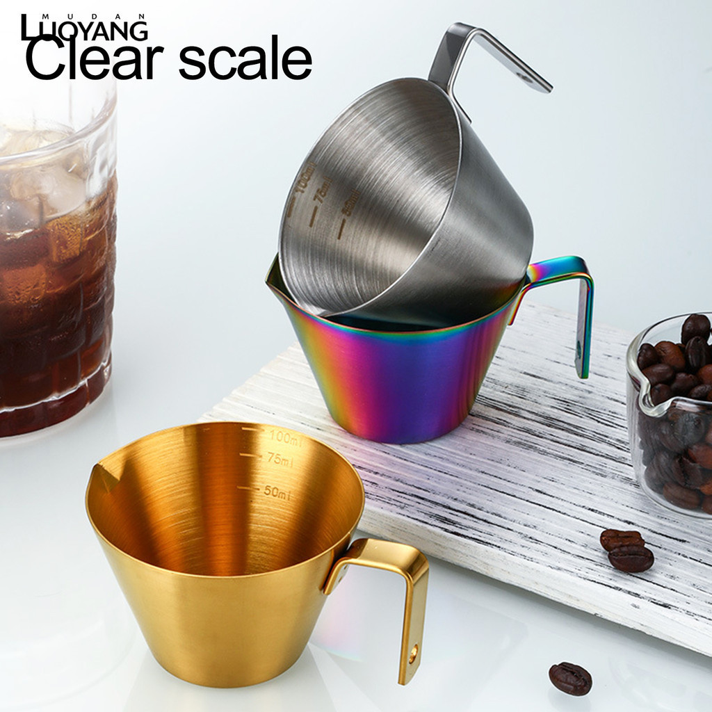 洛陽牡丹 不鏽鋼咖啡萃取杯帶刻度 小奶盎製作杯濃縮咖啡取量杯