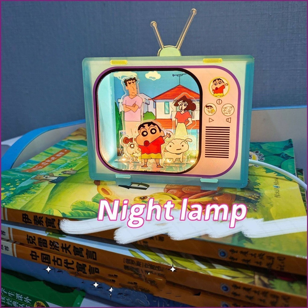 蠟筆小新電視小夜燈裝飾亞克力床頭燈可愛卡通臥室燈