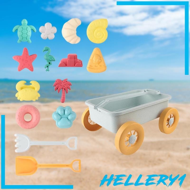 [Hellery1] 15x 沙灘玩具沙套裝包括沙模型推車蝸牛車甜甜圈