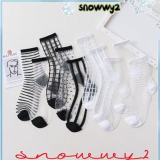 SNOWWY2踝襪,透明水晶絲彈性襪子,可愛透氣水晶花邊短襪