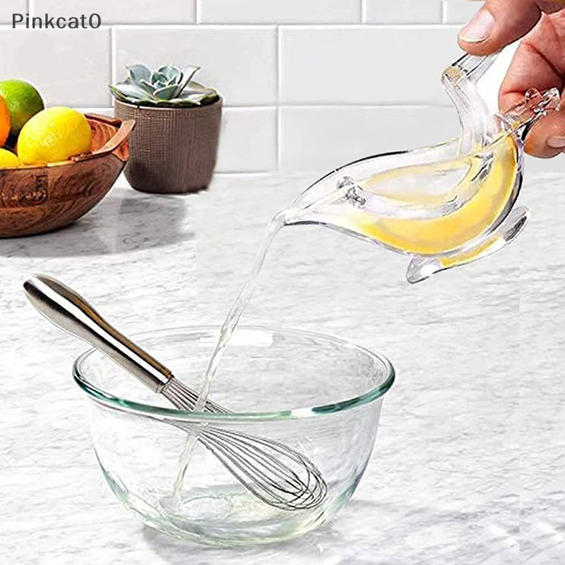 Pinkcat0 PP 檸檬夾手動透明果汁機家用廚房小工具 ABS 船用榨汁機水果光滑清晰的檸檬/石灰現代設計 TW