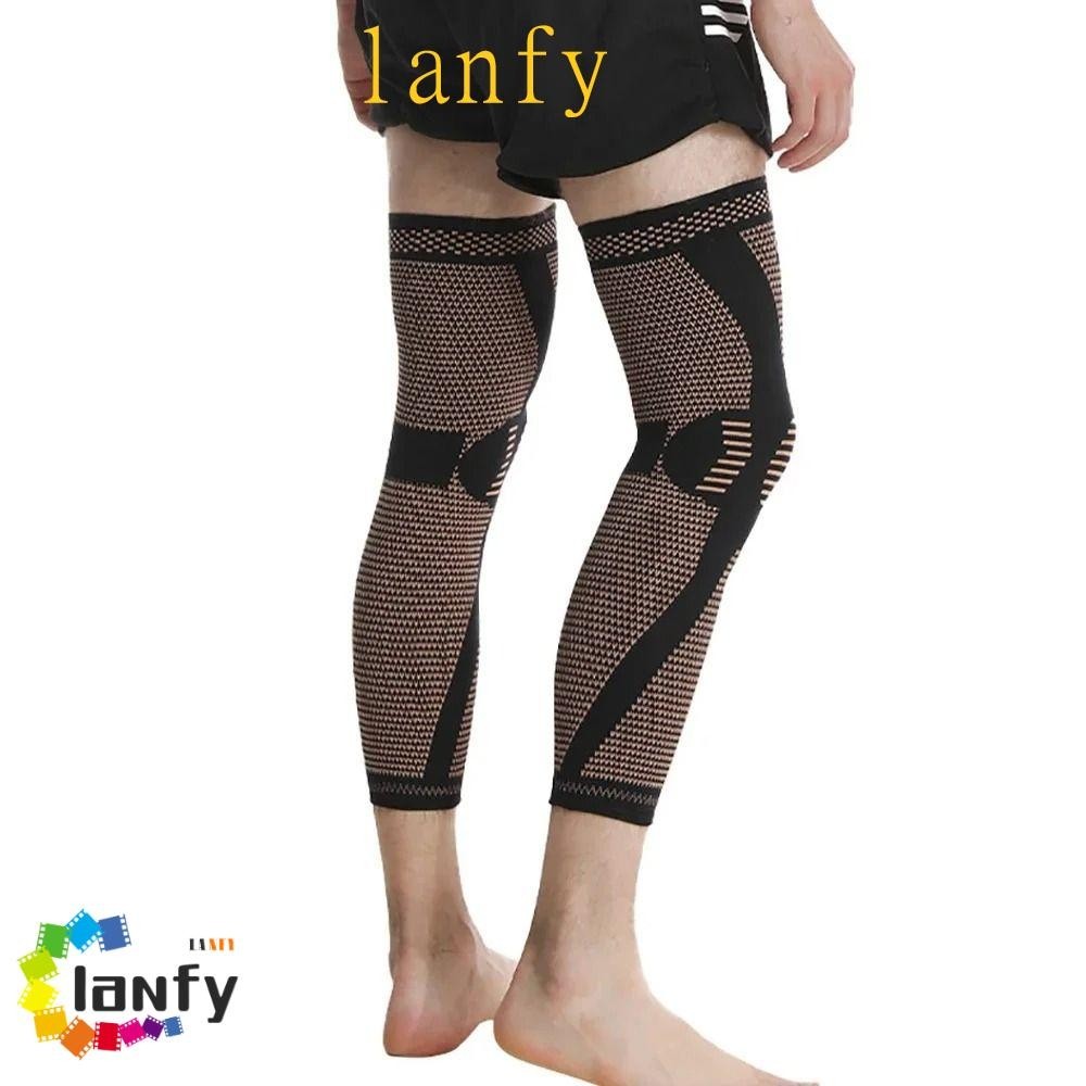 LANFY加長護膝,防滑膝蓋支撐全腿護膝,壓縮套筒暖暖的尼龍損傷恢復運動健身護膝正在運行
