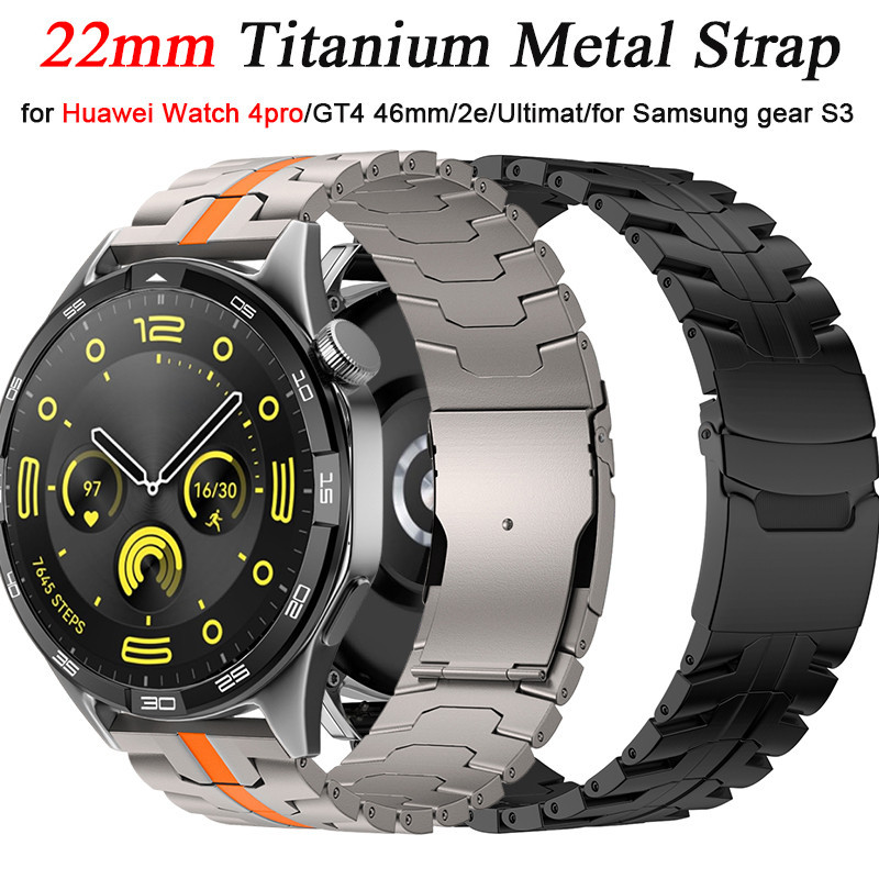SAMSUNG 22 毫米鈦錶帶兼容華為手錶 GT4 46 毫米 3 Pro Amazfit 平衡 GTR 47 毫米錶