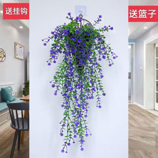模擬掛墻植物藤蔓 小茶花玫吊蘭塑膠裝飾 壁掛藤條客廳室內吊籃假花 垂吊人造綠植