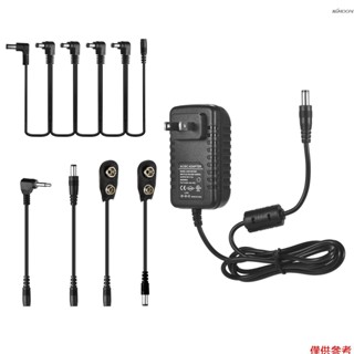 卡鈴(Caline) CP-07A 9V效果器適配器 配一拖五拓撲線 電池線 極性轉換線 100-240V 黑色 美規