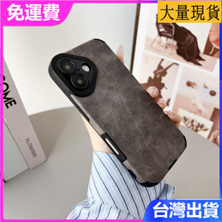 iPhone 16 15 14plus 13 promax淺灰色翻毛皮皮質轉音孔軟殼套12男女款11秋冬防摔手機殼