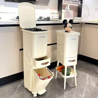 大容量廚房乾濕分類可分類乾濕分類可加大號家用專用桶大容量廚房垃圾桶,雙層可移動乾濕20250327
