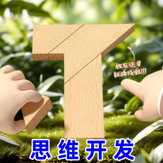 【899+】櫸木長條 T字之謎四巧板 益智玩具教具 成人小學生兒童 智力拼圖拼板
