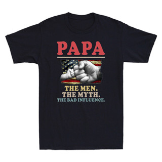 Papa The Man The Myth The Bad Influence 美國國旗復古男士 T 恤