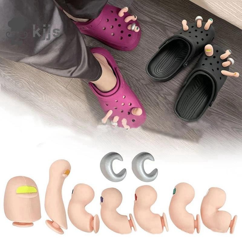 Crocs 木屐泡泡涼鞋 3D 腳趾掛飾套裝,7 件裝趣味鞋飾裝飾套裝,適合兒童和成人