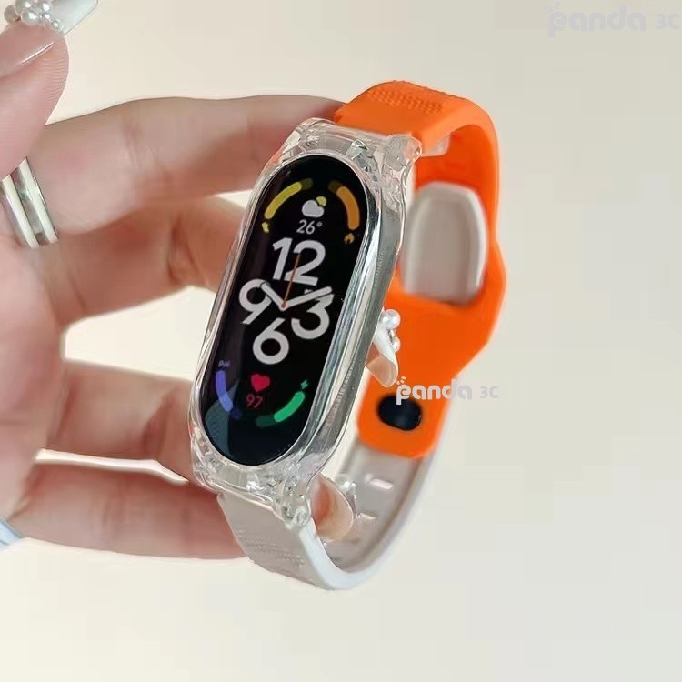 高級 運動款硅膠粒面 膚感非氟橡膠 適用 小米手環 7/8Pro 小米 8 7 6 4 5 3 NFC 透氣 防水錶帶