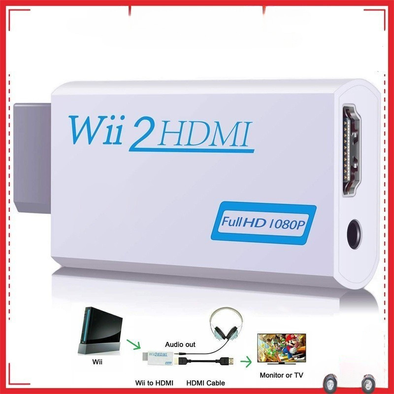 Wii 轉 HDMI Wii2HDMI 轉換器適配器帶音頻 1080P 全高清 3.5 毫米音頻立體聲耳機輸出轉電視監視