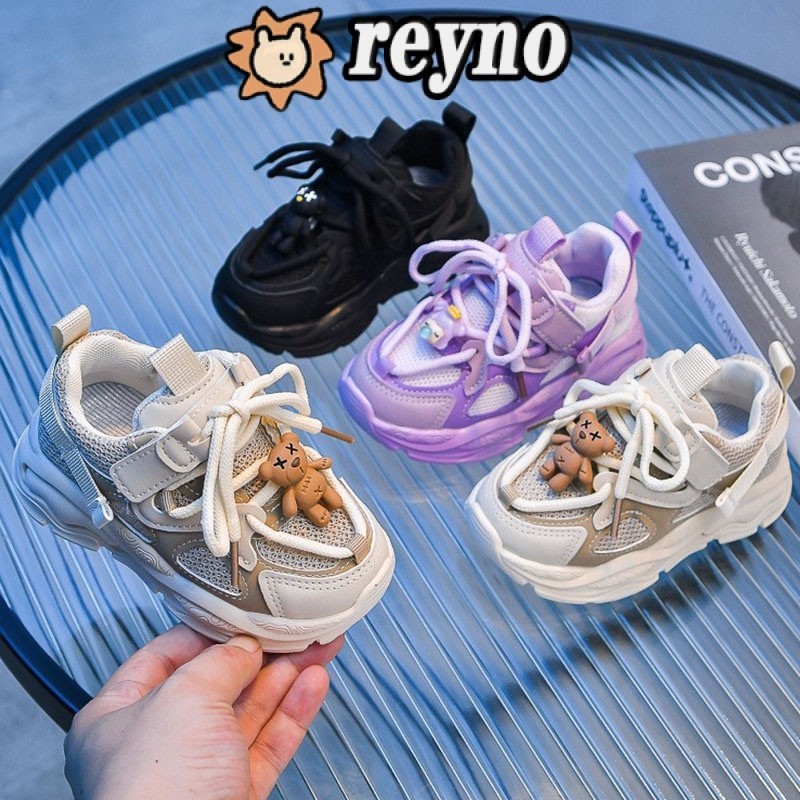 Reyno兒童網球鞋女童網面透氣休閒運動鞋兒童時尚學校運動鞋男童透氣