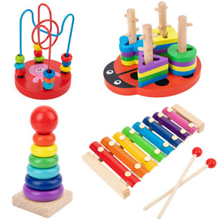 兒童八度敲鋼琴彩虹塔木製小玩具